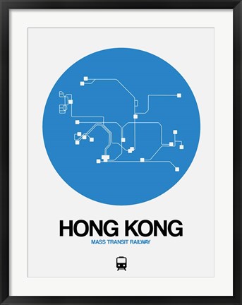 Framed Hong Kong Blue Subway Map Print