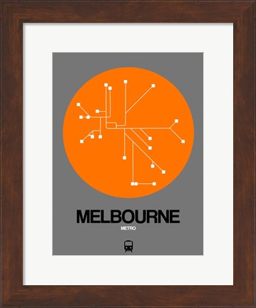 Framed Melbourne Orange Subway Map Print