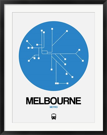 Framed Melbourne Blue Subway Map Print