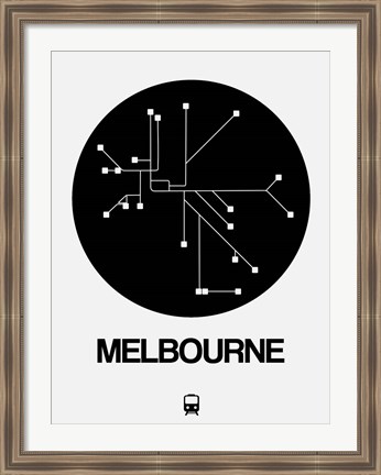 Framed Melbourne Black Subway Map Print