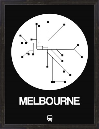 Framed Melbourne White Subway Map Print