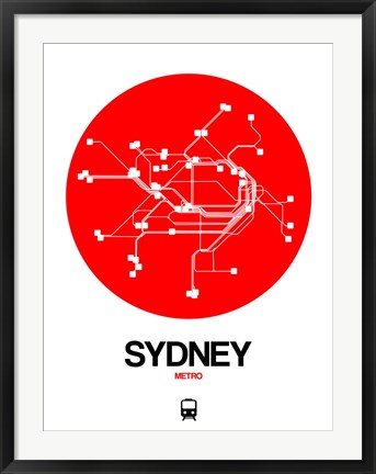 Framed Sydney Red Subway Map Print