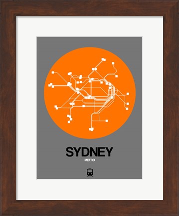 Framed Sydney Orange Subway Map Print