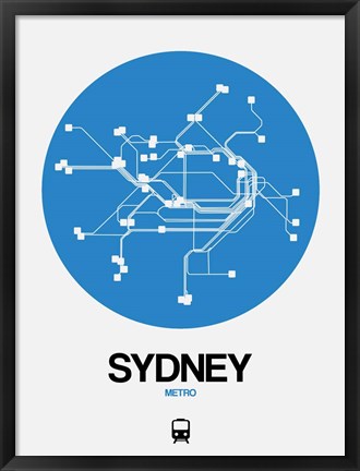 Framed Sydney Blue Subway Map Print