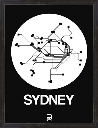 Framed Sydney White Subway Map Print