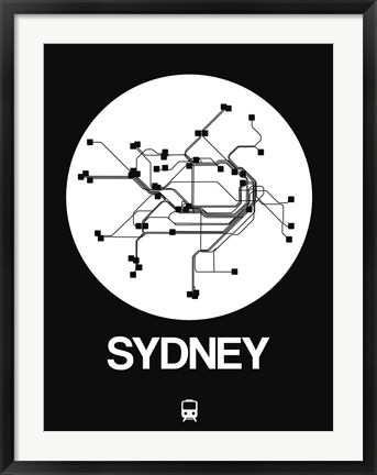 Framed Sydney White Subway Map Print