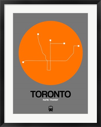 Framed Toronto Orange Subway Map Print