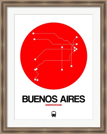 Framed Buenos Aires Red Subway Map Print