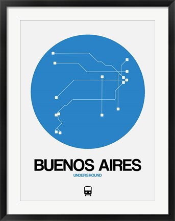 Framed Buenos Aires Blue Subway Map Print