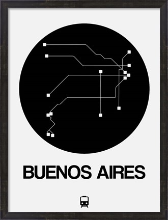 Framed Buenos Aires Black Subway Map Print