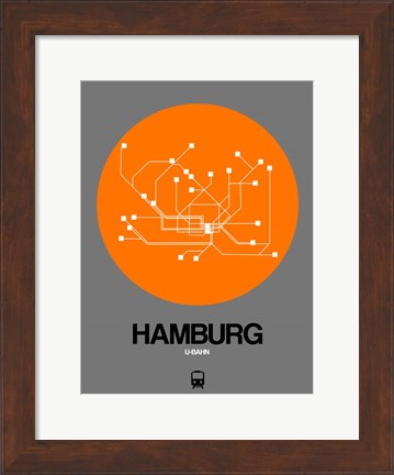 Framed Hamburg Orange Subway Map Print