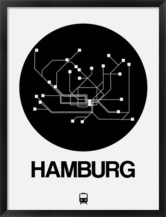 Framed Hamburg Black Subway Map Print