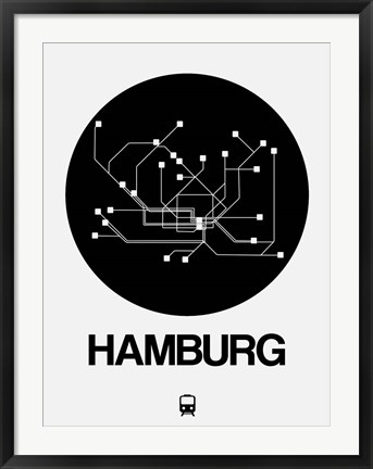 Framed Hamburg Black Subway Map Print