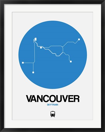 Framed Vancouver Blue Subway Map Print