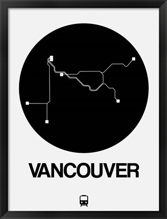 Framed Vancouver Black Subway Map Print