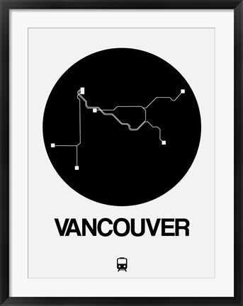 Framed Vancouver Black Subway Map Print