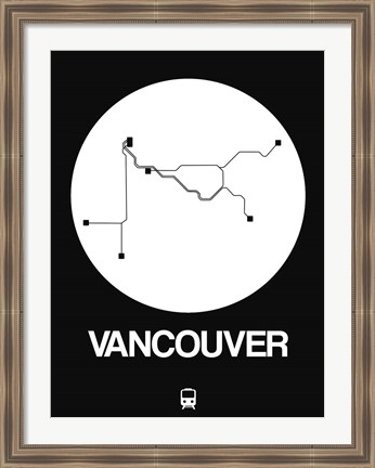 Framed Vancouver White Subway Map Print