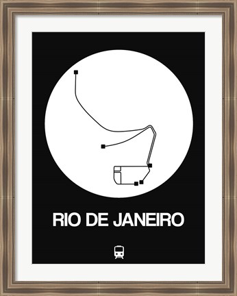 Framed Rio De Janeiro White Subway Map Print