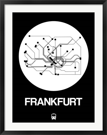 Framed Frankfurt White Subway Map Print