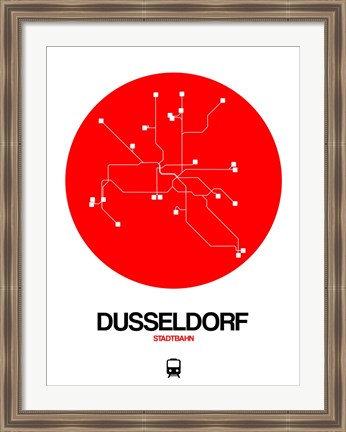 Framed Dusseldorf Red Subway Map Print