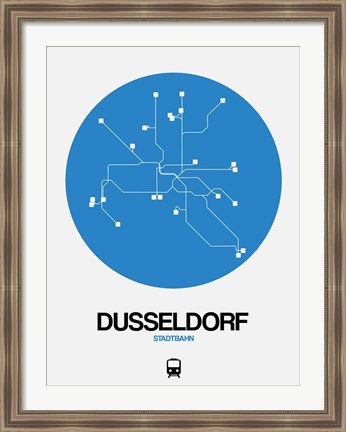 Framed Dusseldorf Blue Subway Map Print