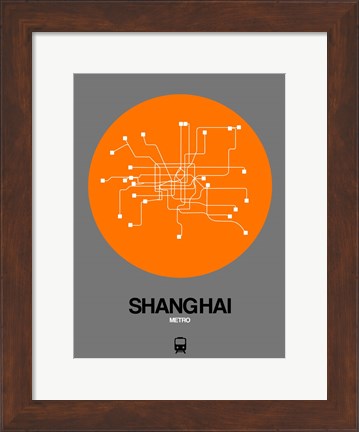 Framed Shanghai Orange Subway Map Print