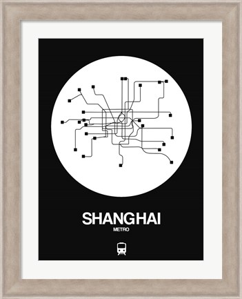 Framed Shanghai White Subway Map Print