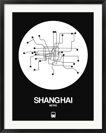 Framed Shanghai White Subway Map Print