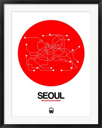 Framed Seoul Red Subway Map Print