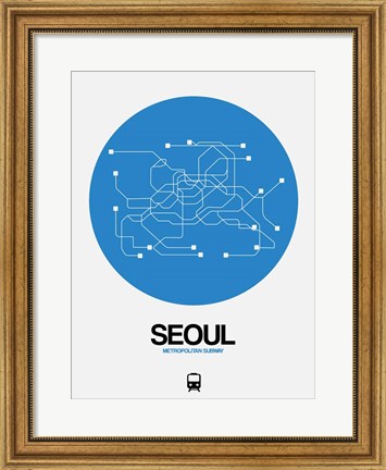 Framed Seoul Blue Subway Map Print