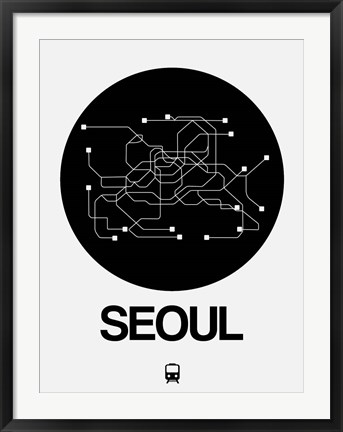 Framed Seoul Black Subway Map Print