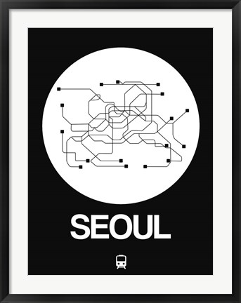 Framed Seoul White Subway Map Print