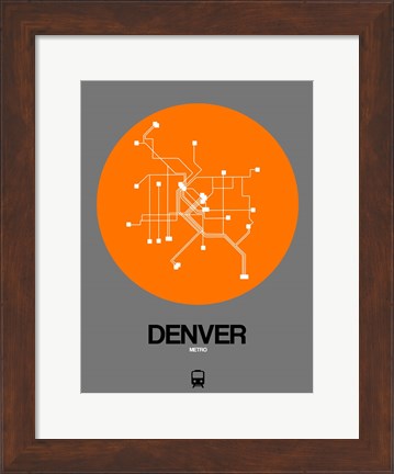 Framed Denver Orange Subway Map Print