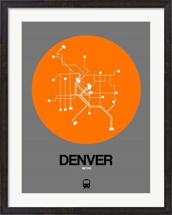 Framed Denver Orange Subway Map Print