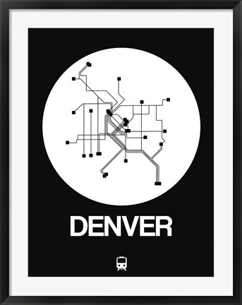 Framed Denver White Subway Map Print