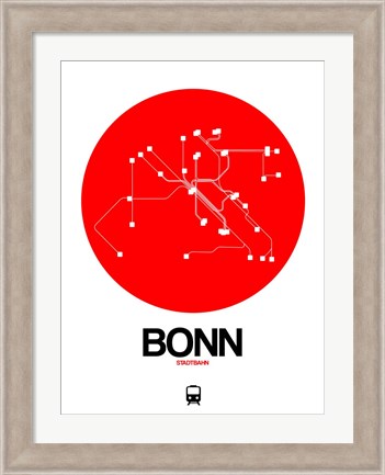 Framed Bonn Red Subway Map Print