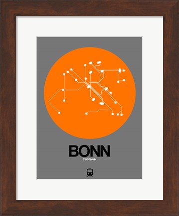 Framed Bonn Orange Subway Map Print