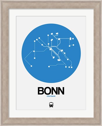 Framed Bonn Blue Subway Map Print