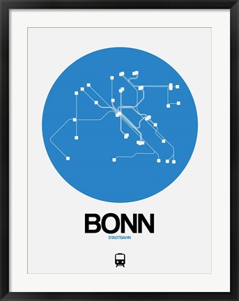 Framed Bonn Blue Subway Map Print