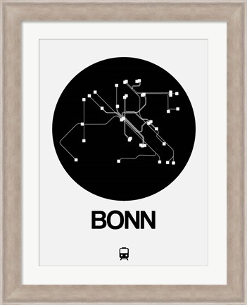 Framed Bonn Black Subway Map Print