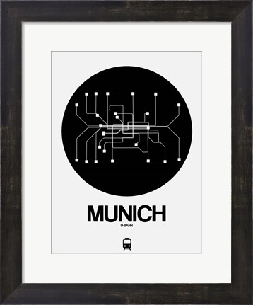 Framed Munich Black Subway Map Print