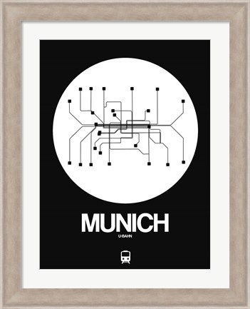 Framed Munich White Subway Map Print