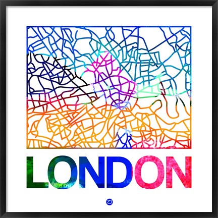 Framed London Watercolor Street Map Print