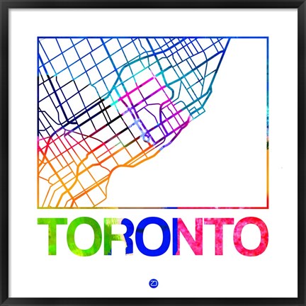 Framed Toronto Watercolor Street Map Print