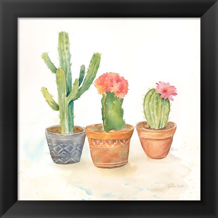 Framed Cactus Pots III Print