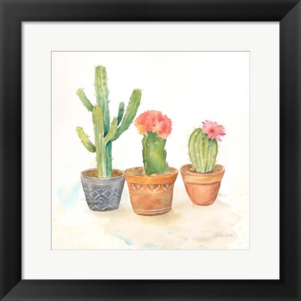 Framed Cactus Pots III Print