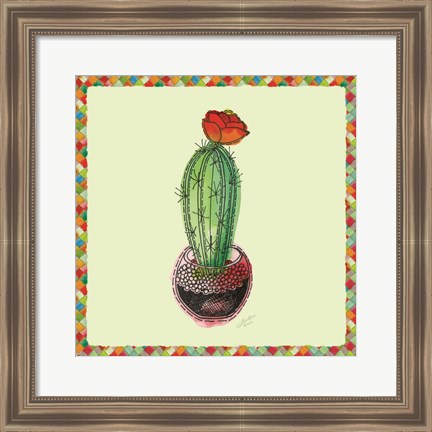 Framed Rainbow Cactus I Print