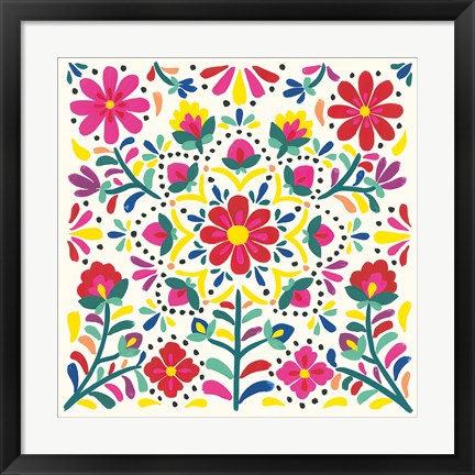 Framed Floral Fiesta White II Print