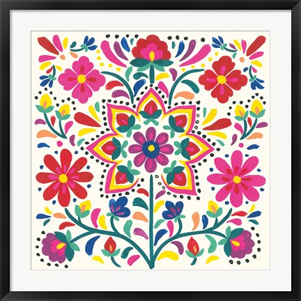 Framed Floral Fiesta White III Print