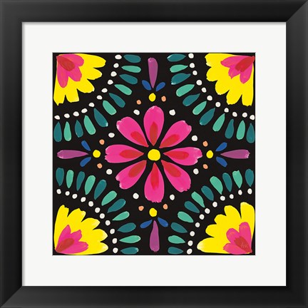 Framed Floral Fiesta Tile X Print